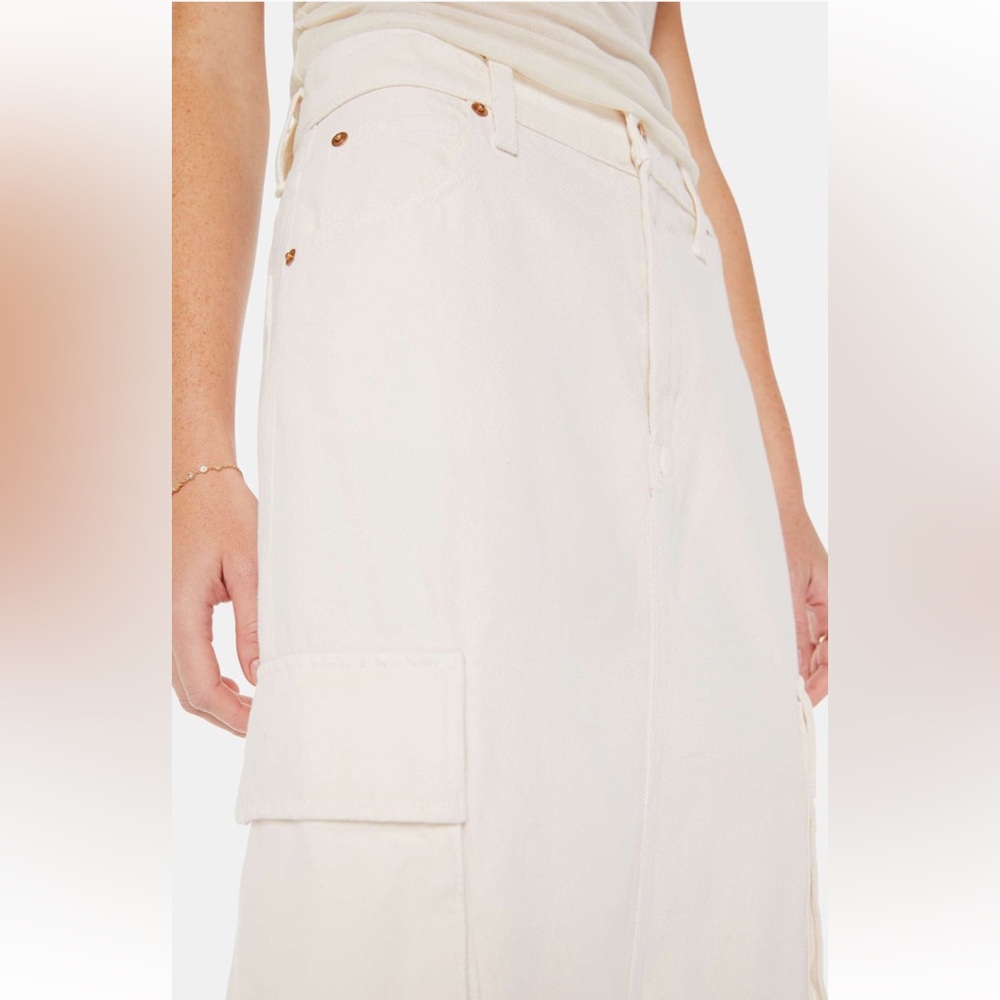 MOTHER Fun Dip Denim Cargo Maxi Skirt White Size 28 (Fits 6) NWT - Picture 16 of 16